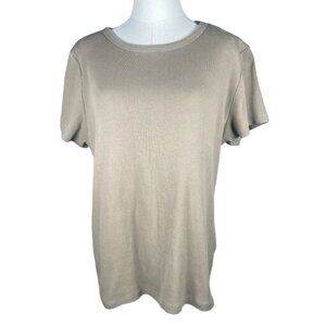 H M XXL Ribbed Basic Tshirt Stretch Plus Size Top Casual  Everyday Fashion Sage